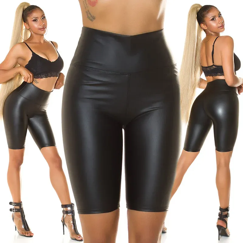 Biker shorts polipiel Negro
